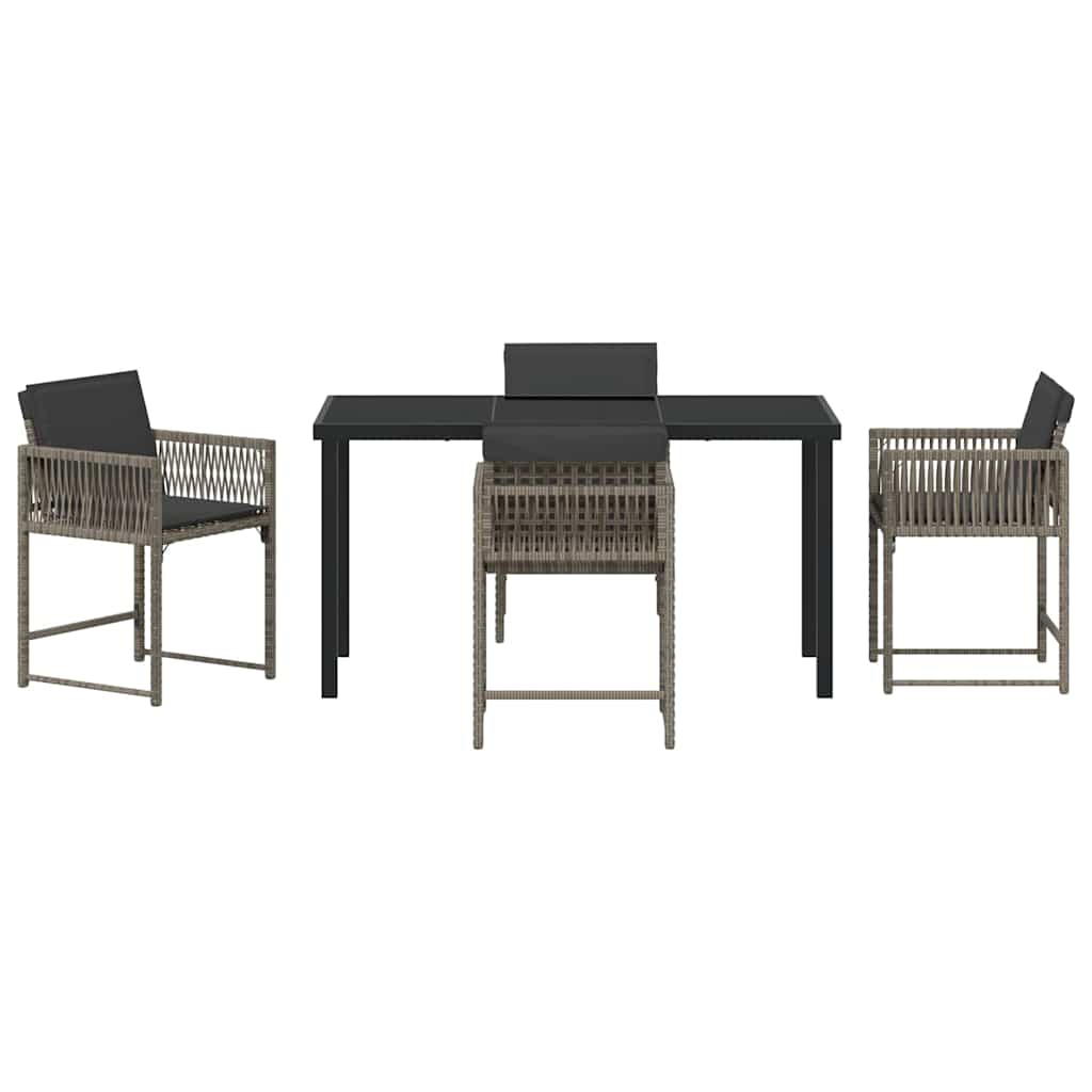 Garten Essgruppe 5 pcs Grau Poly-Rattan