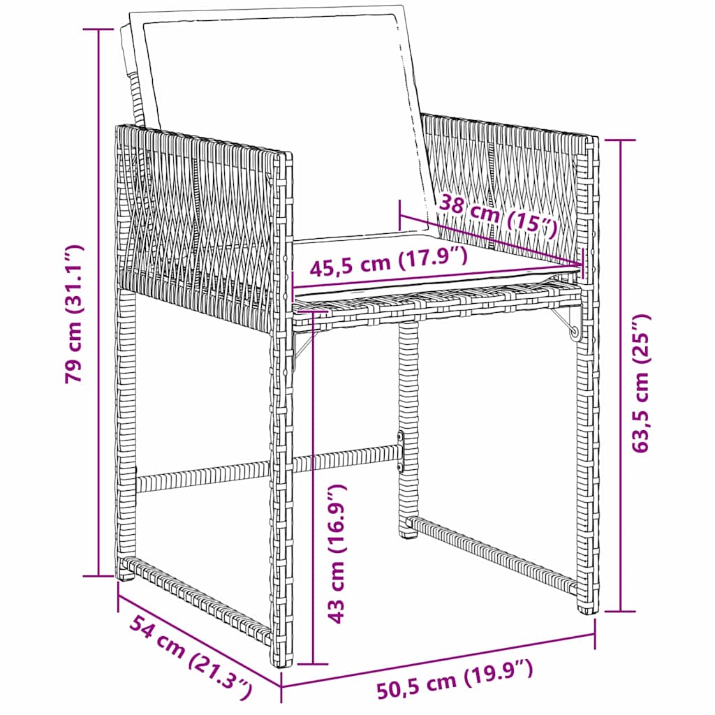 Garten Essgruppe 5 pcs Braun Poly-Rattan