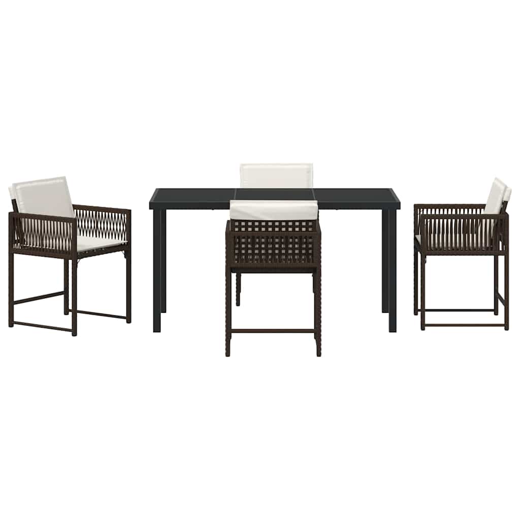Garten Essgruppe 5 pcs Braun Poly-Rattan