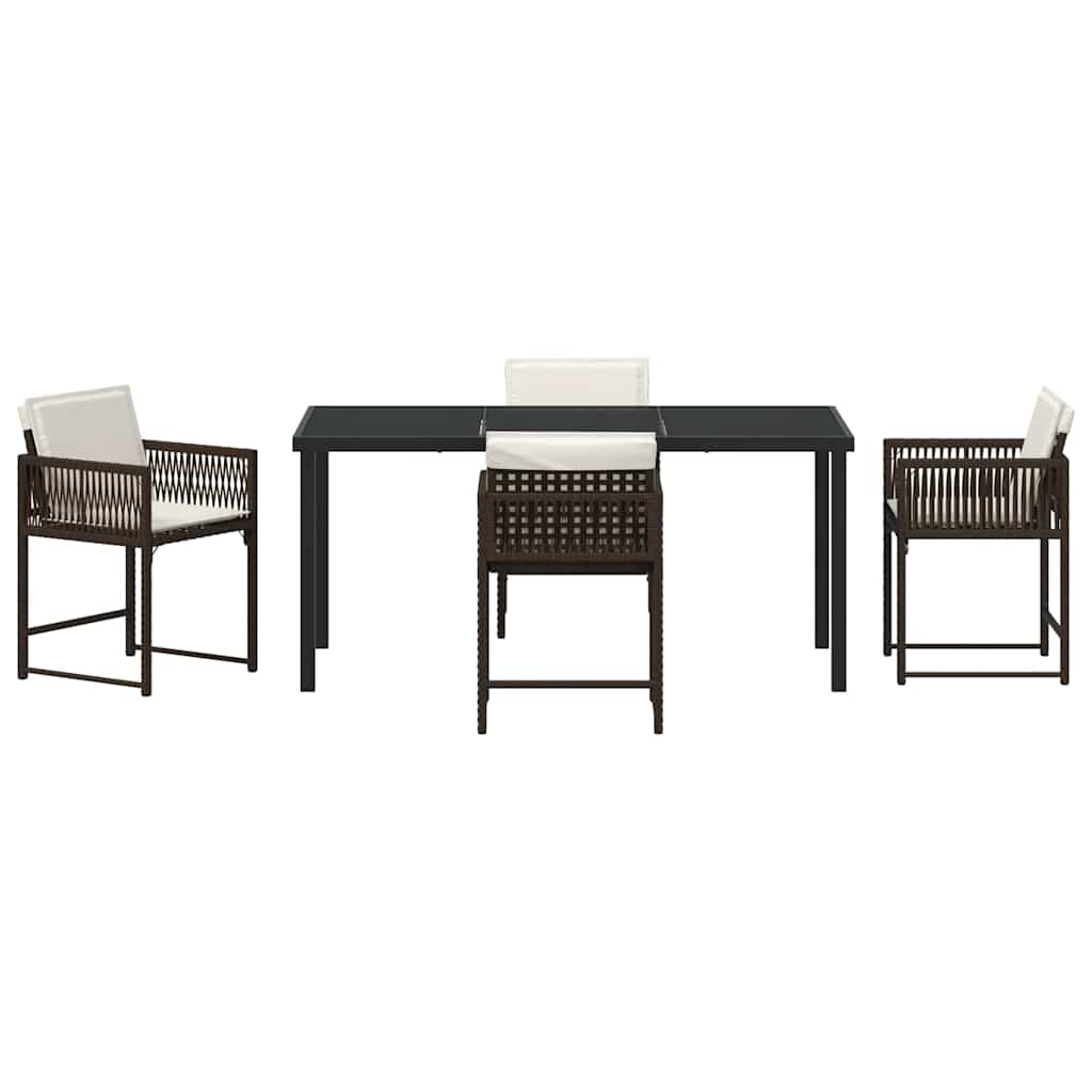 Garten Essgruppe 5 pcs Braun Poly-Rattan