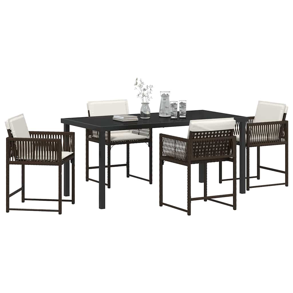 Garten Essgruppe 5 pcs Braun Poly-Rattan