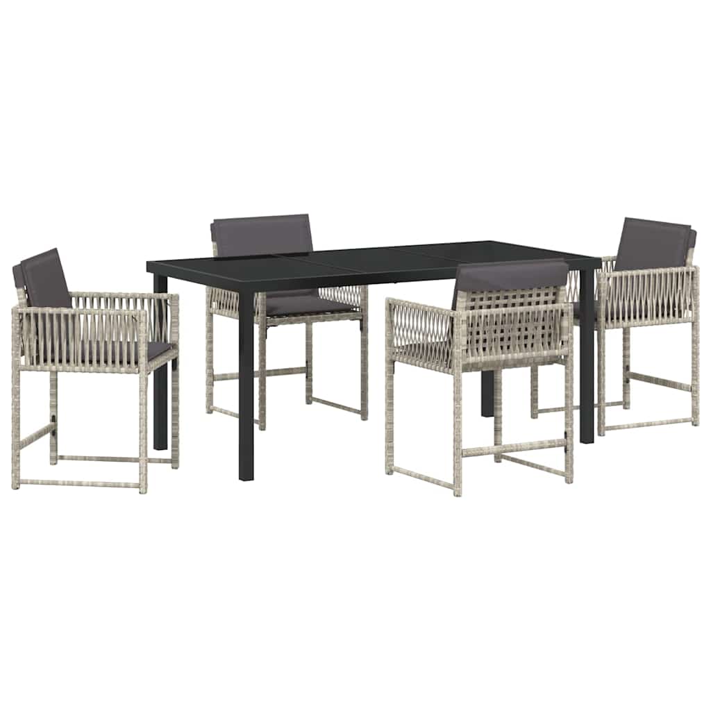 Garten Essgruppe 5 pcs Hellgrau Poly-Rattan