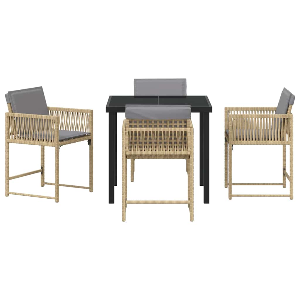 Garten Essgruppe 5 pcs Beige Poly-Rattan