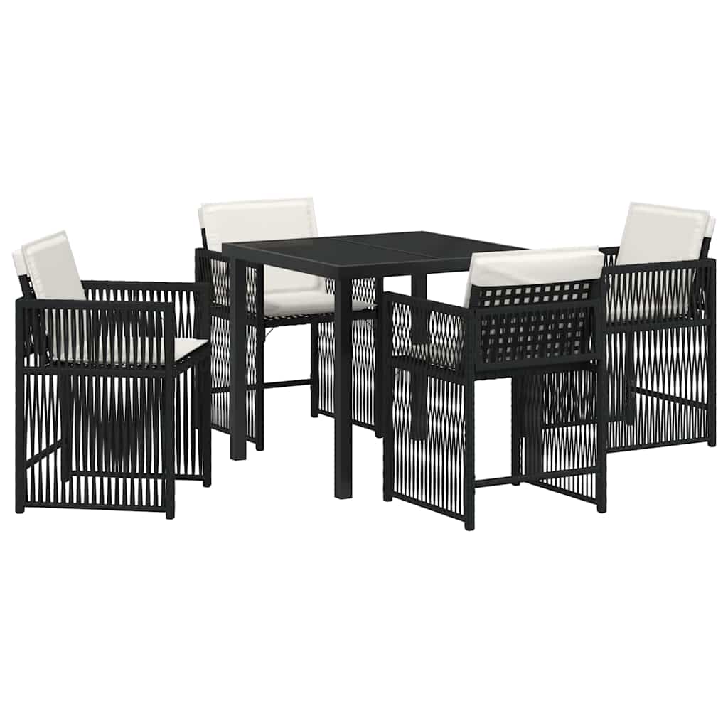Garten Essgruppe 5 pcs Schwarz Poly-Rattan