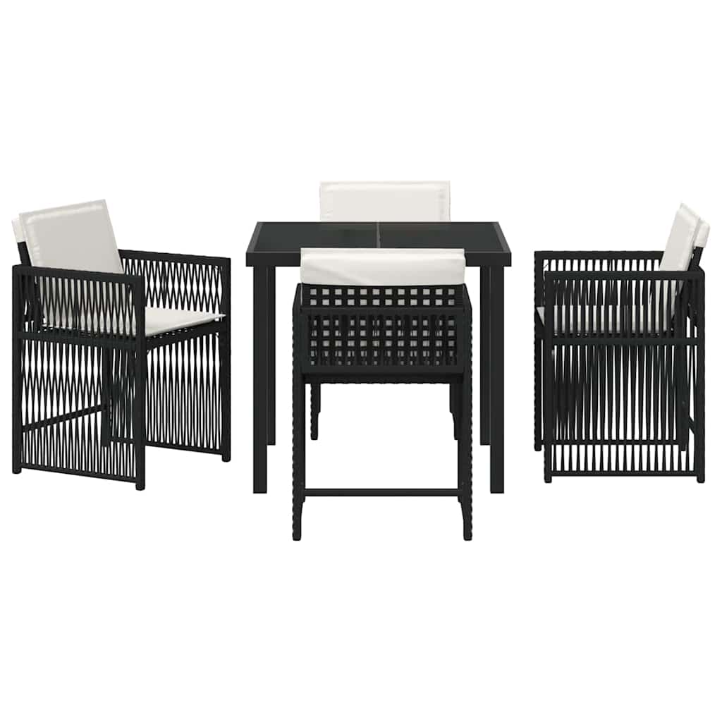 Garten Essgruppe 5 pcs Schwarz Poly-Rattan