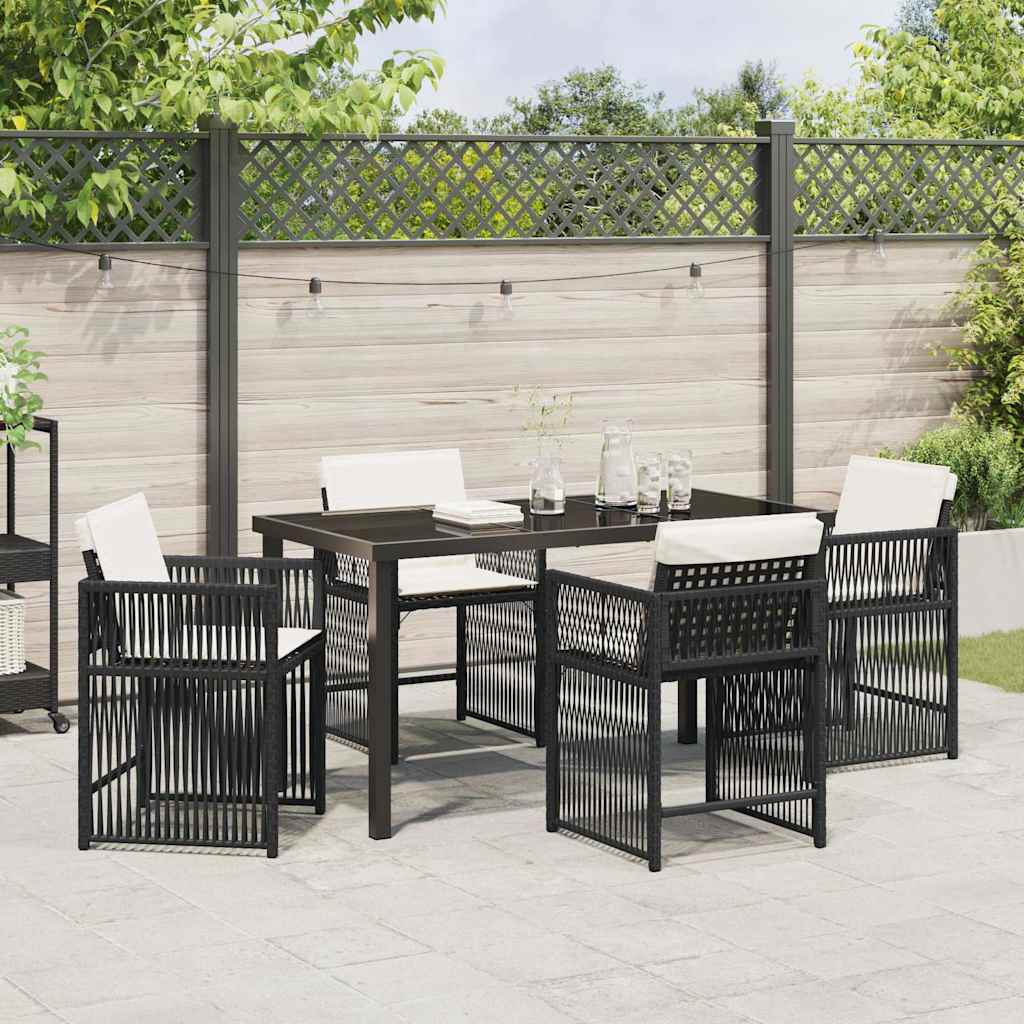 Garten Essgruppe 5 pcs Schwarz Poly-Rattan