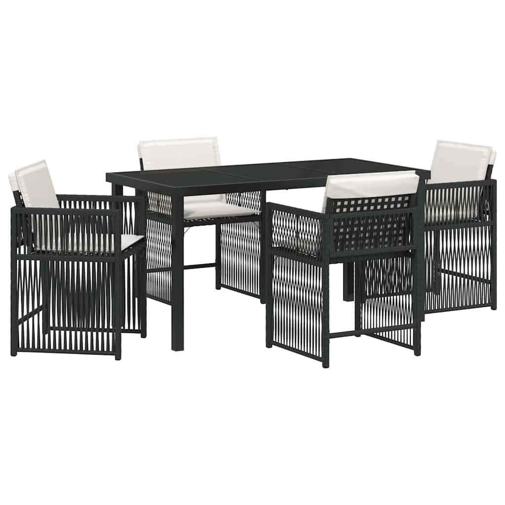 Garten Essgruppe 5 pcs Schwarz Poly-Rattan