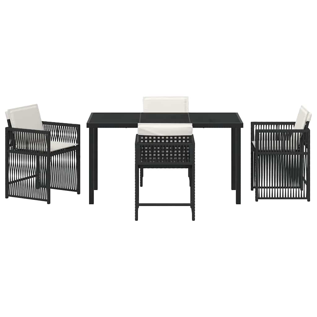 Garten Essgruppe 5 pcs Schwarz Poly-Rattan