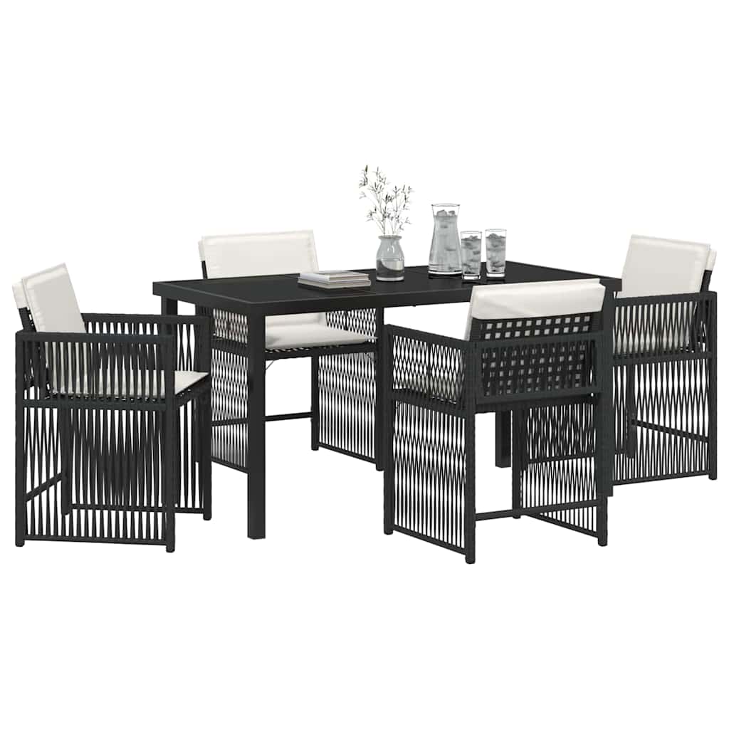 Garten Essgruppe 5 pcs Schwarz Poly-Rattan