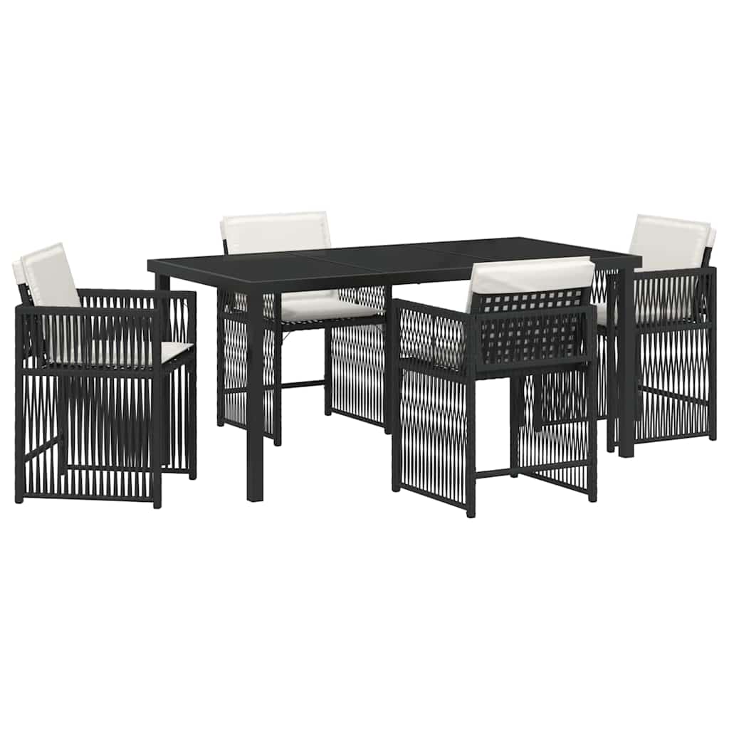 Garten Essgruppe 5 pcs Schwarz Poly-Rattan