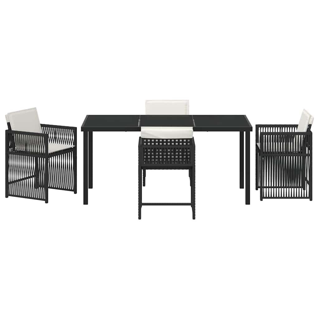 Garten Essgruppe 5 pcs Schwarz Poly-Rattan