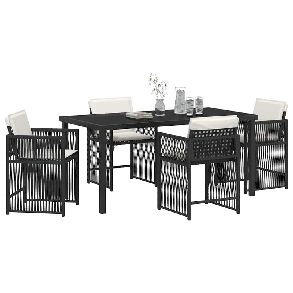 Garten Essgruppe 5 pcs Schwarz Poly-Rattan