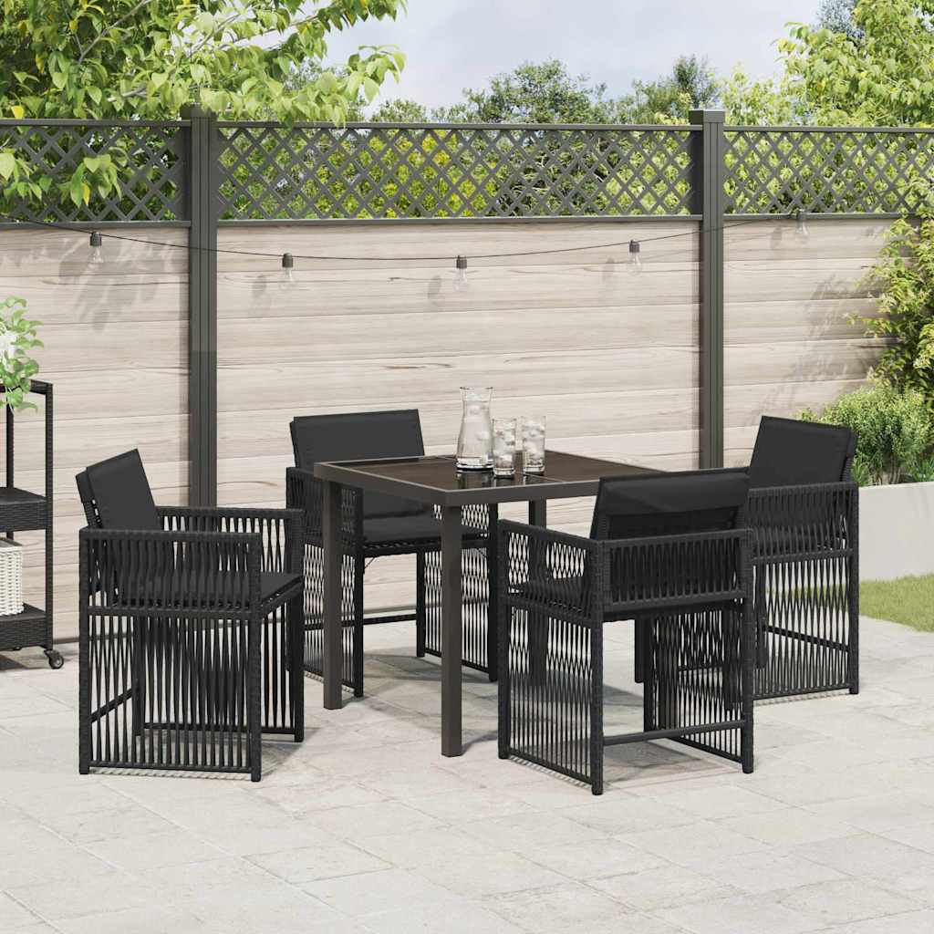 Garten Essgruppe 5 pcs Schwarz Poly-Rattan