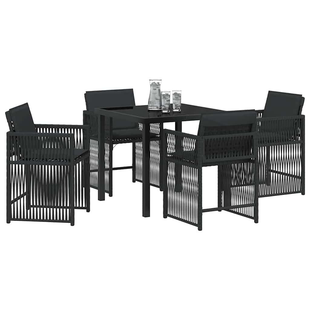 Garten Essgruppe 5 pcs Schwarz Poly-Rattan