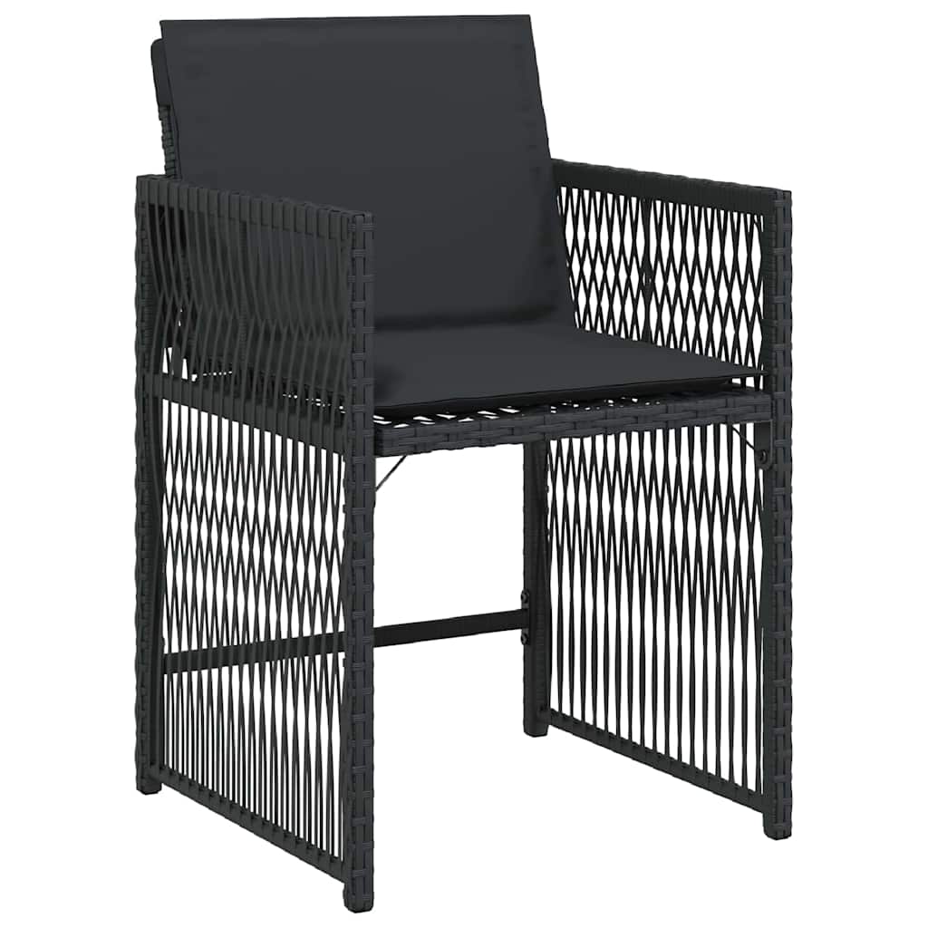 Garten Essgruppe 9 pcs Schwarz Poly-Rattan
