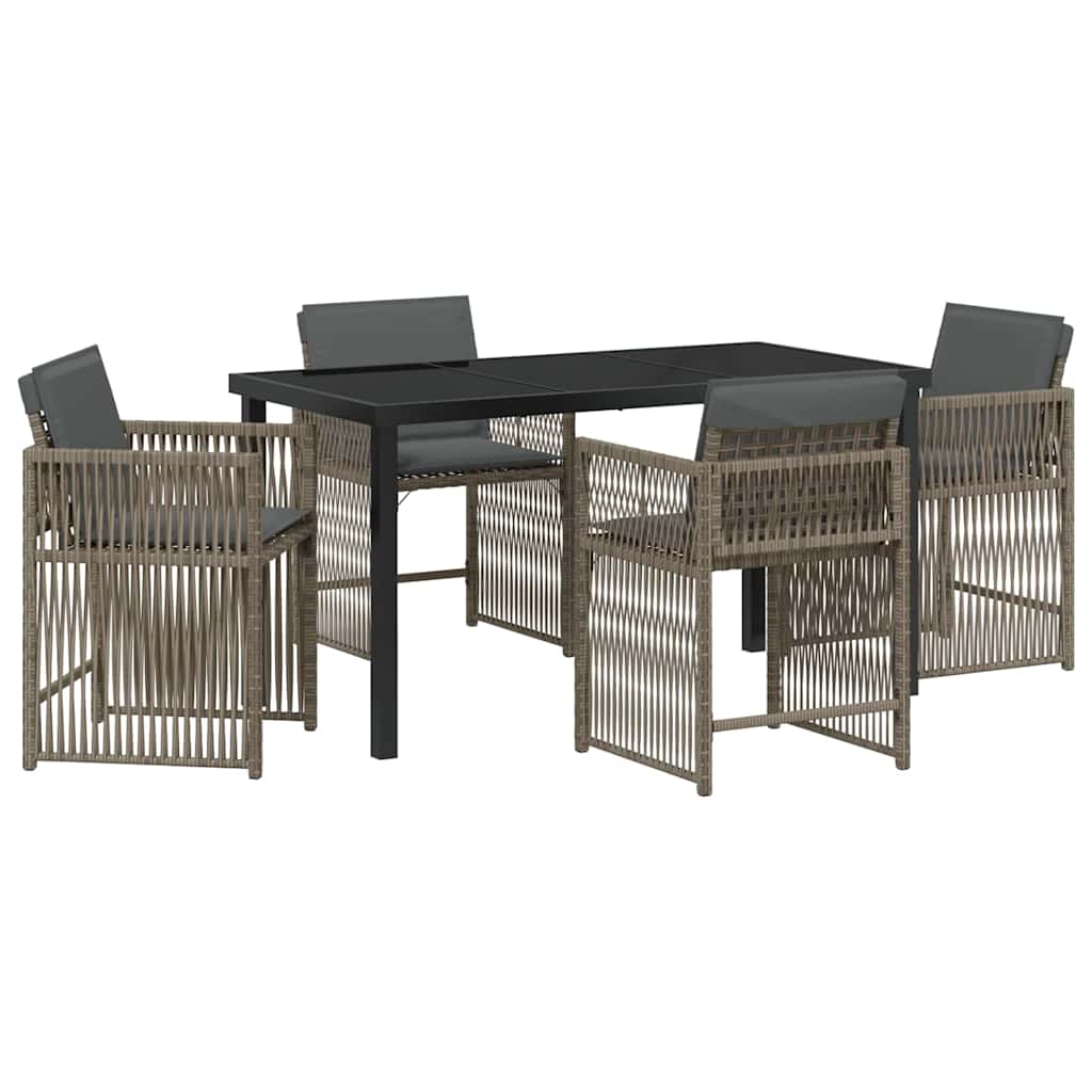 Garten Essgruppe 5 pcs Grau Poly-Rattan