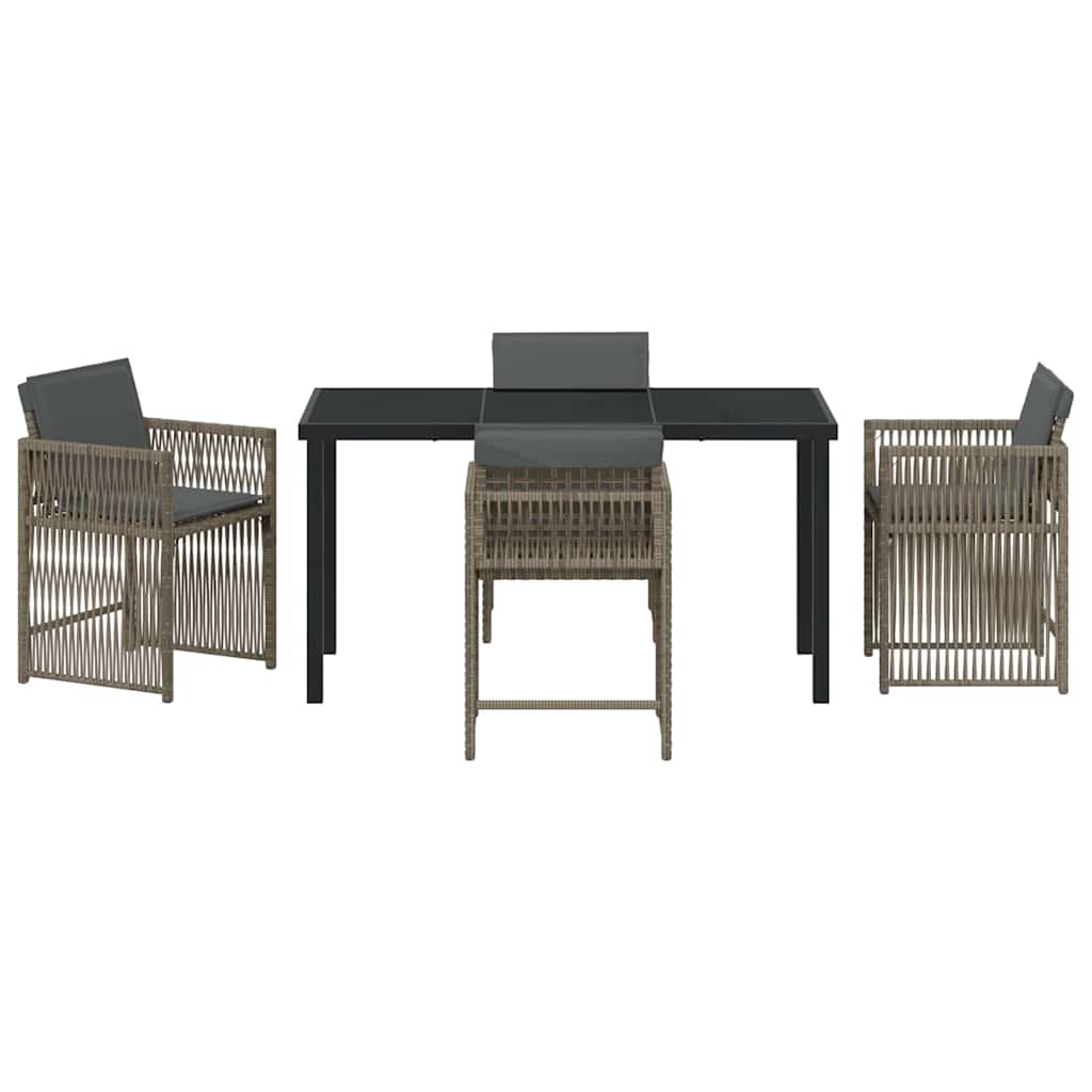 Garten Essgruppe 5 pcs Grau Poly-Rattan