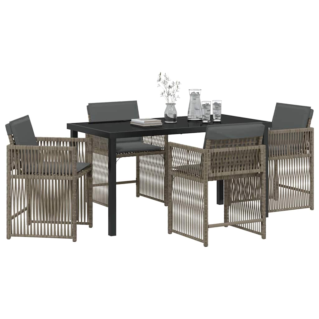 Garten Essgruppe 5 pcs Grau Poly-Rattan