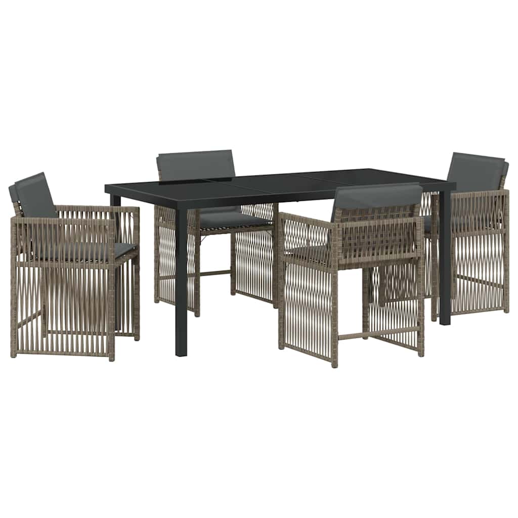 Garten Essgruppe 5 pcs Grau Poly-Rattan