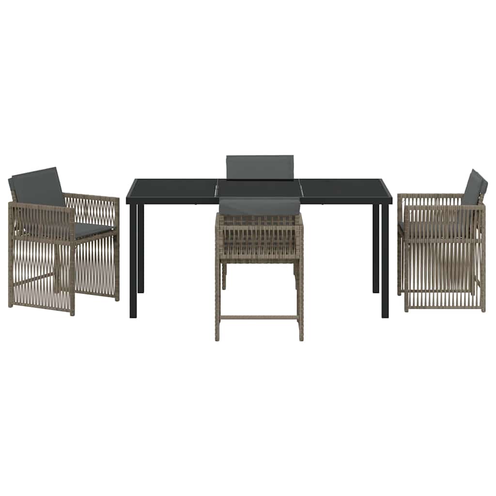 Garten Essgruppe 5 pcs Grau Poly-Rattan