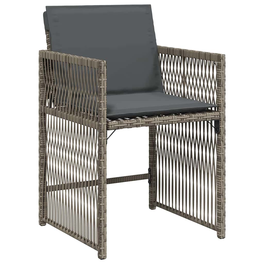 Garten Essgruppe 9 pcs Grau Poly-Rattan