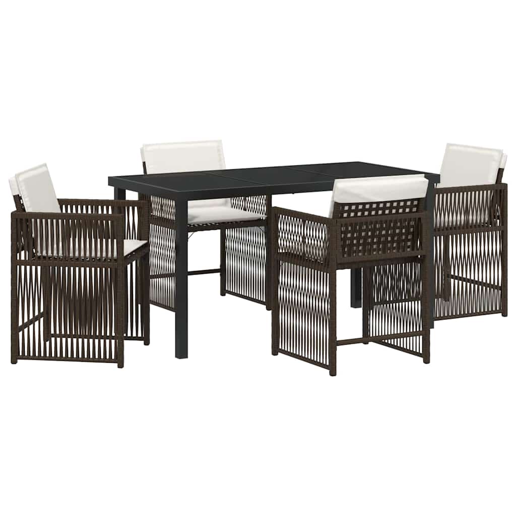 Garten Essgruppe 5 pcs Braun Poly-Rattan
