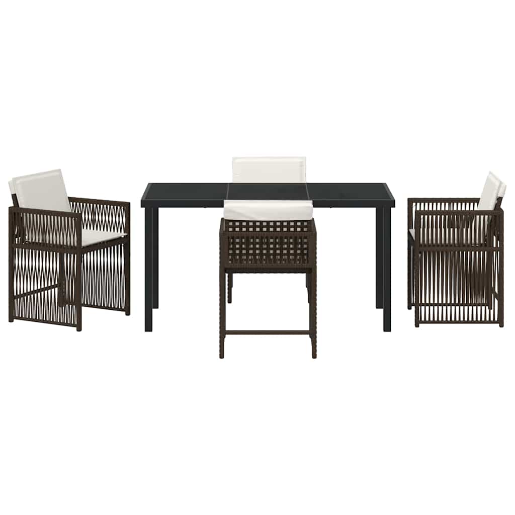 Garten Essgruppe 5 pcs Braun Poly-Rattan