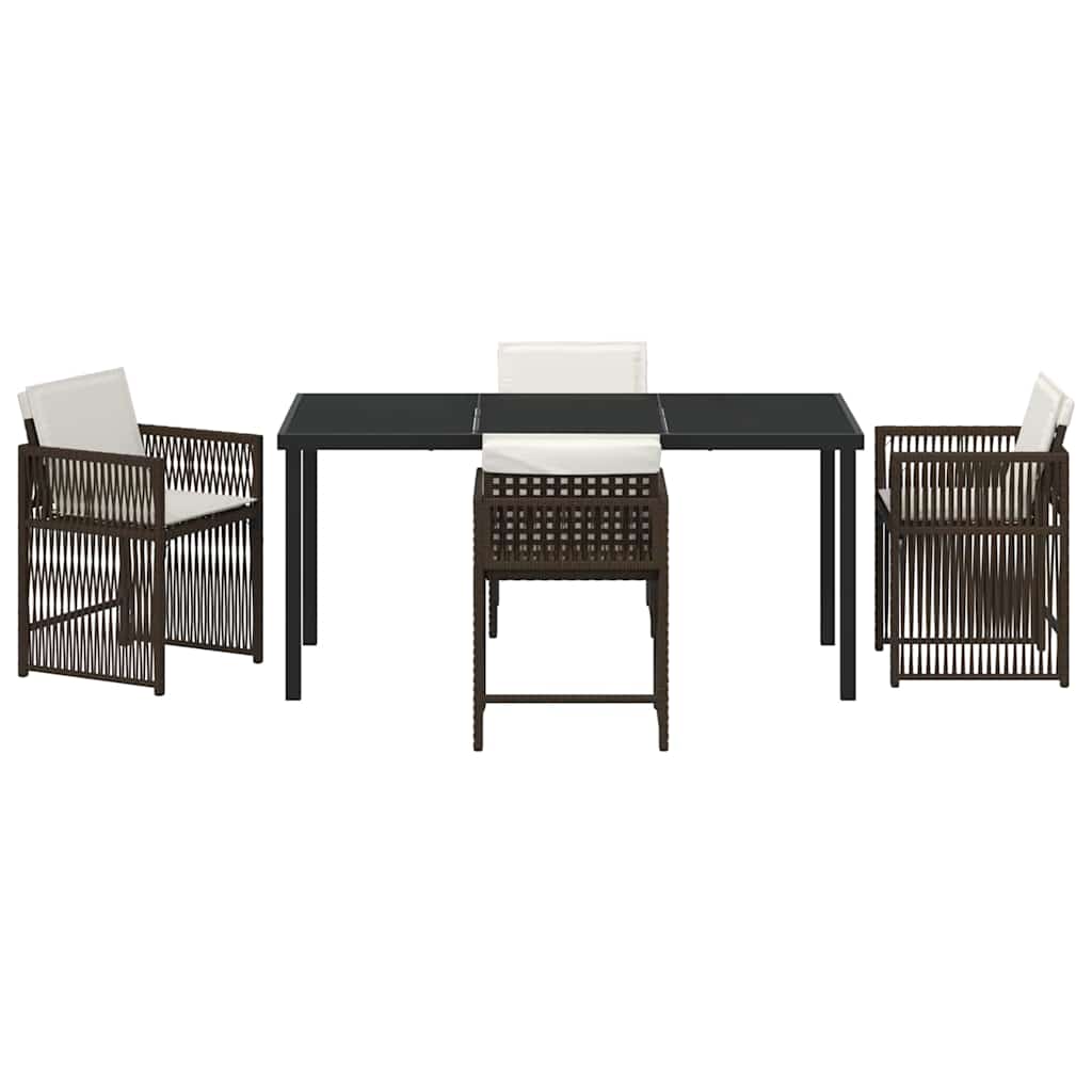 Garten Essgruppe 5 pcs Braun Poly-Rattan