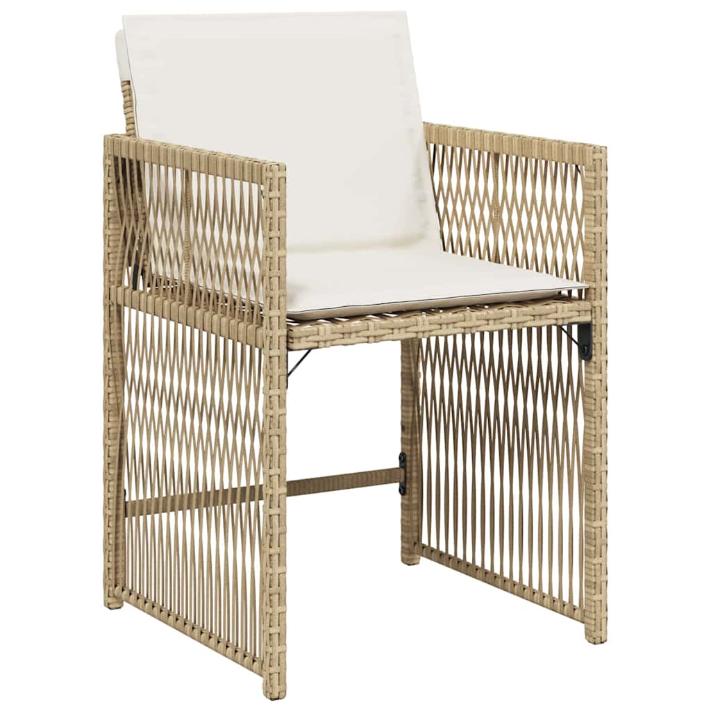 Garten Essgruppe 9 pcs Beige Poly-Rattan