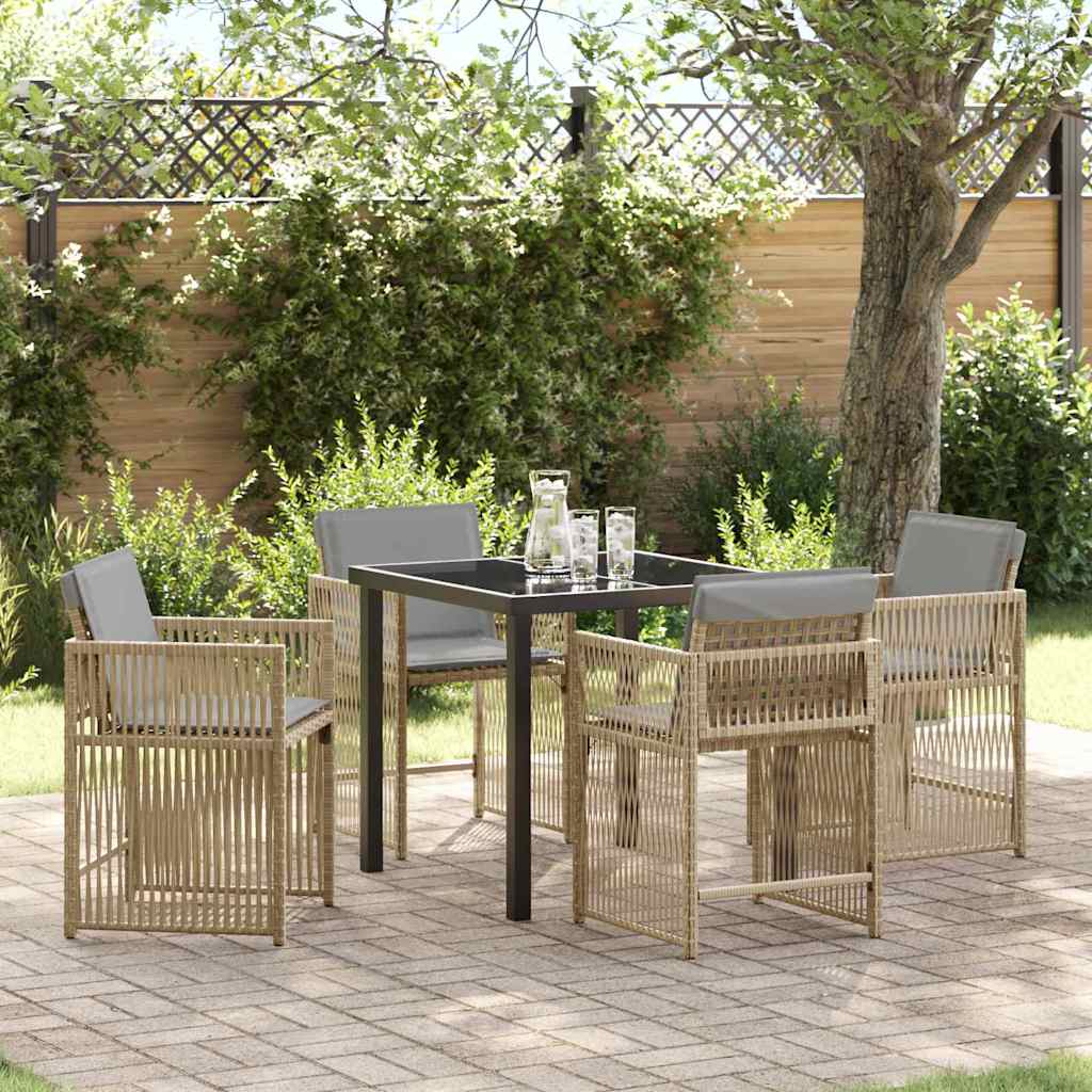 Garten Essgruppe 5 pcs Beige Poly-Rattan