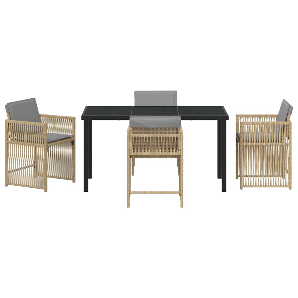 Garten Essgruppe 5 pcs Beige Poly-Rattan