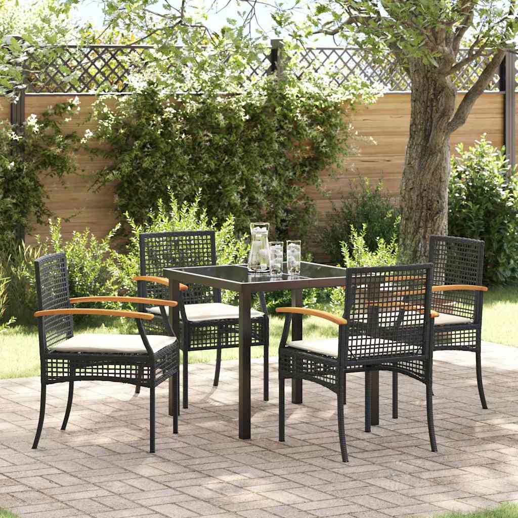 Garten Essgruppe mit Kissen 5 pcs Schwarz Rattan