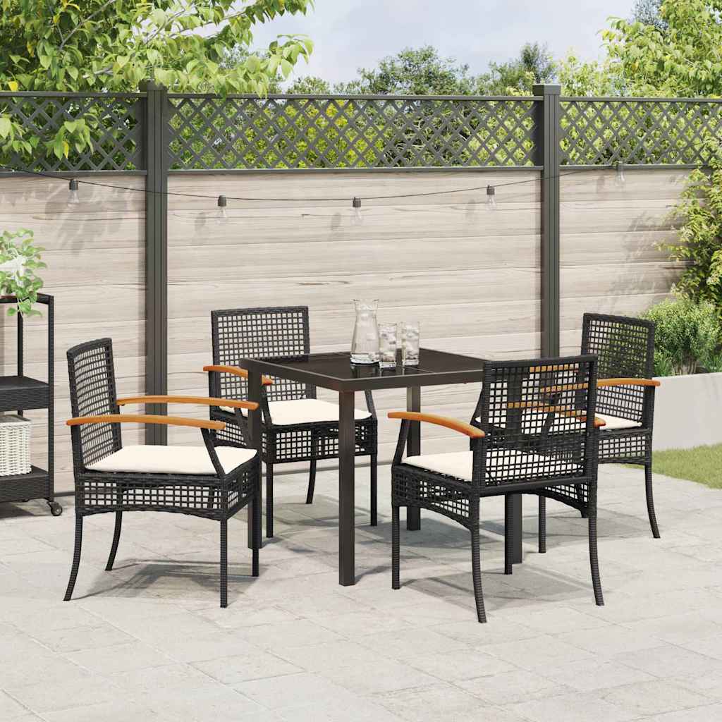 Garten Essgruppe mit Kissen 5 pcs Schwarz Rattan