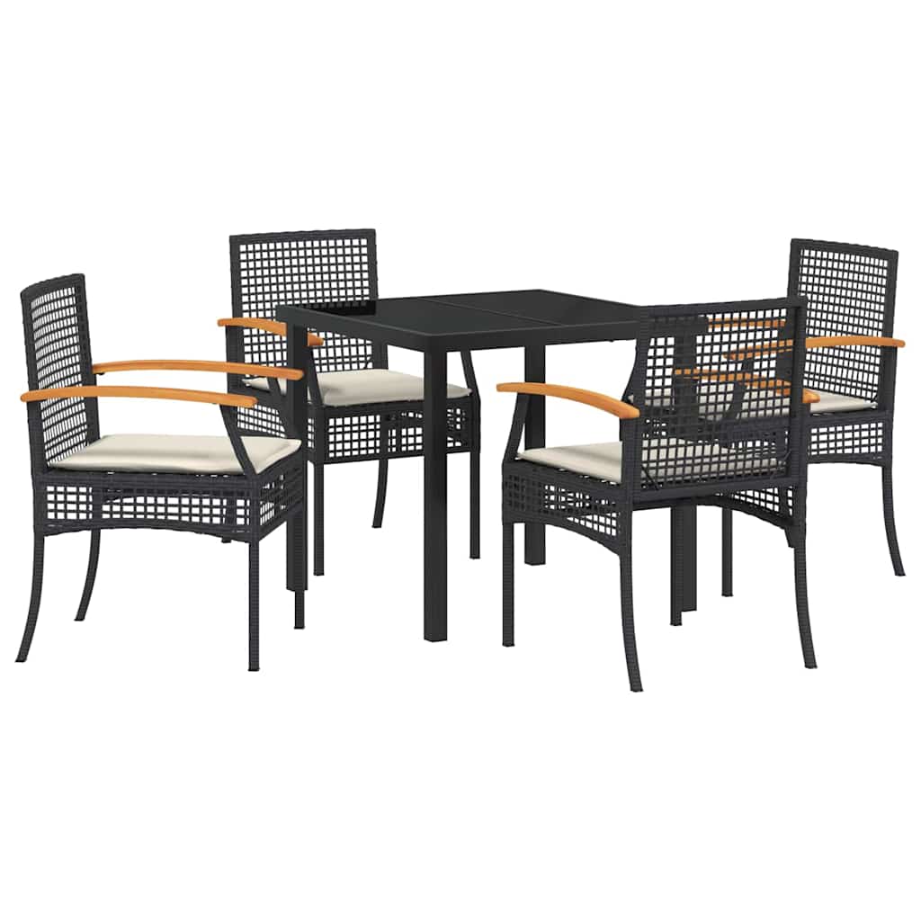 Garten Essgruppe mit Kissen 5 pcs Schwarz Rattan