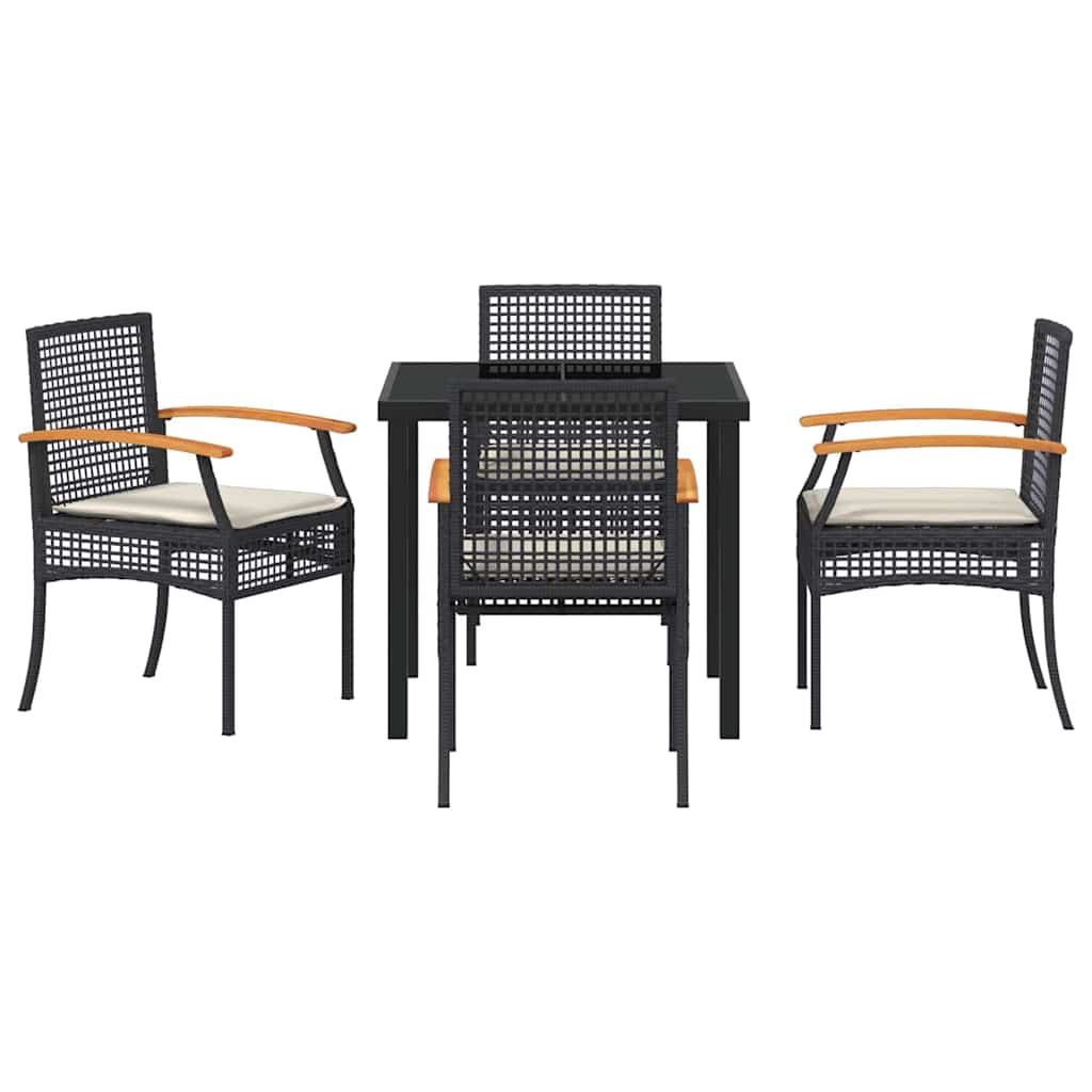 Garten Essgruppe mit Kissen 5 pcs Schwarz Rattan