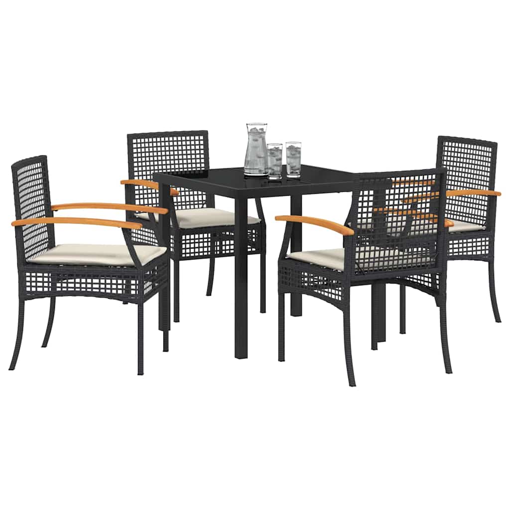Garten Essgruppe mit Kissen 5 pcs Schwarz Rattan