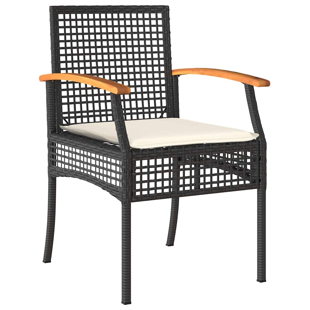 Garten Essgruppe mit Kissen 9 pcs Schwarz Rattan