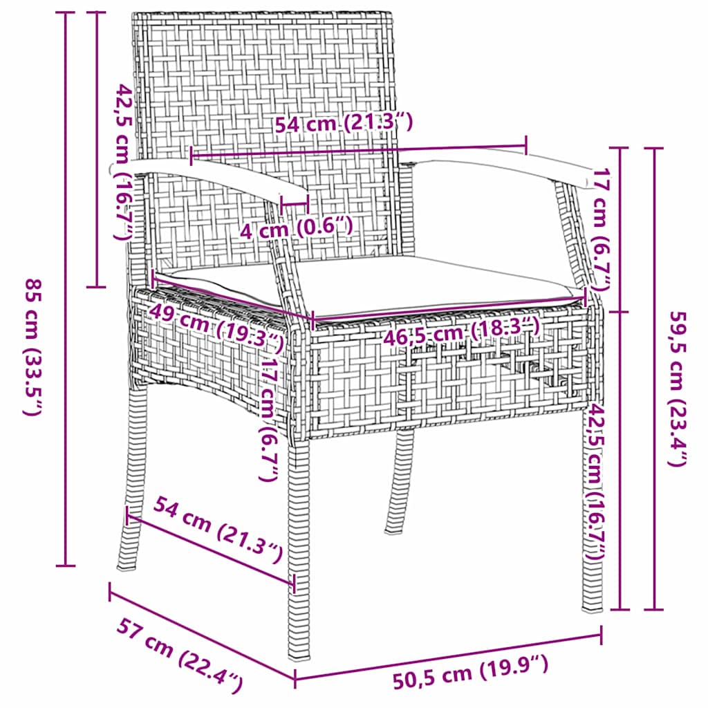 Garten Essgruppe mit Kissen 9 pcs Schwarz Rattan