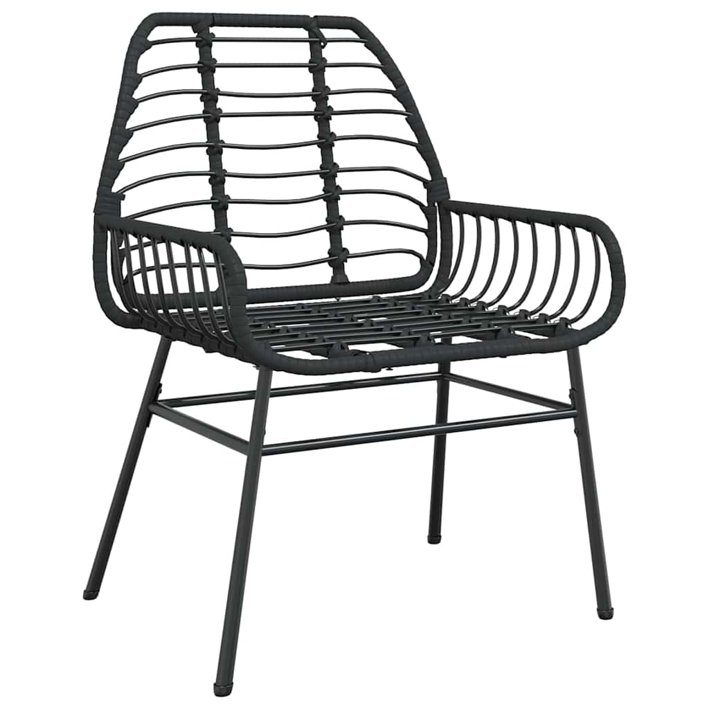 Garten Essgruppe 3 pcs Schwarz Poly-Rattan