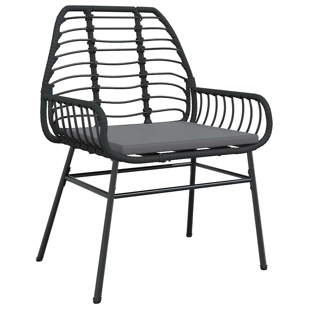 Garten Essgruppe 3 pcs Schwarz Poly-Rattan