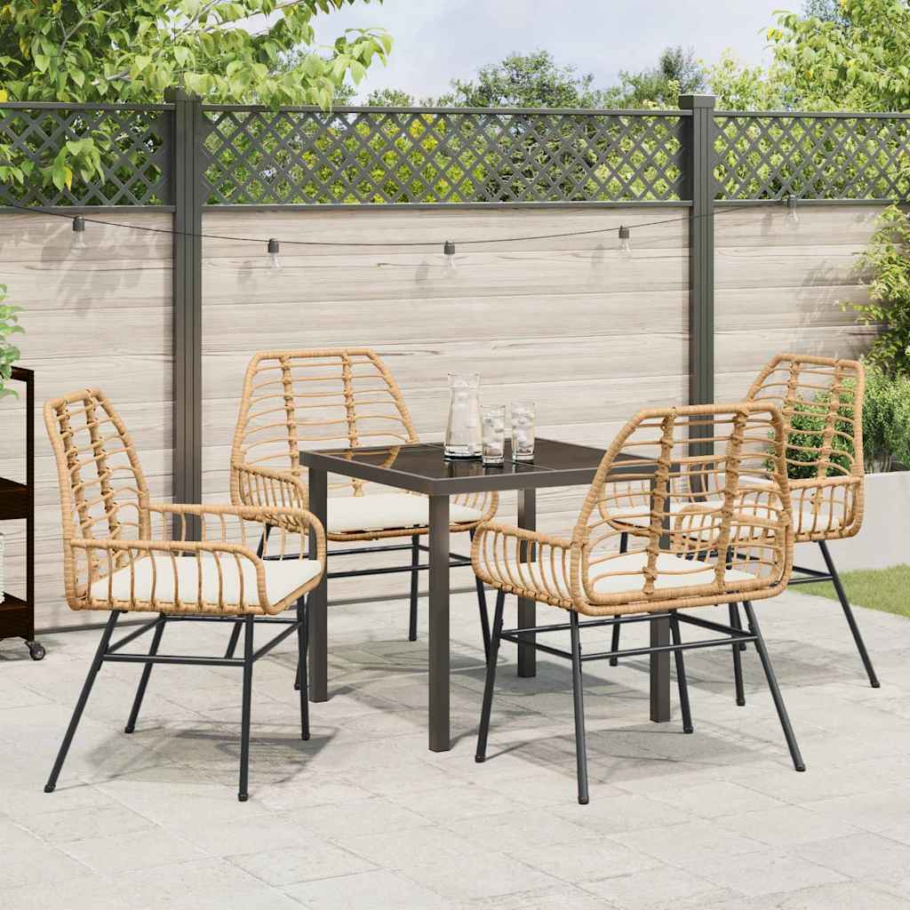 Garten Essgruppe 5 pcs Braun Poly-Rattan