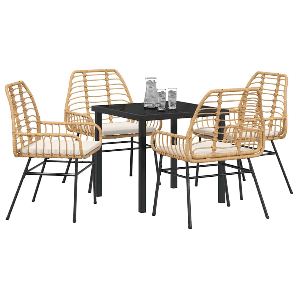 Garten Essgruppe 5 pcs Braun Poly-Rattan