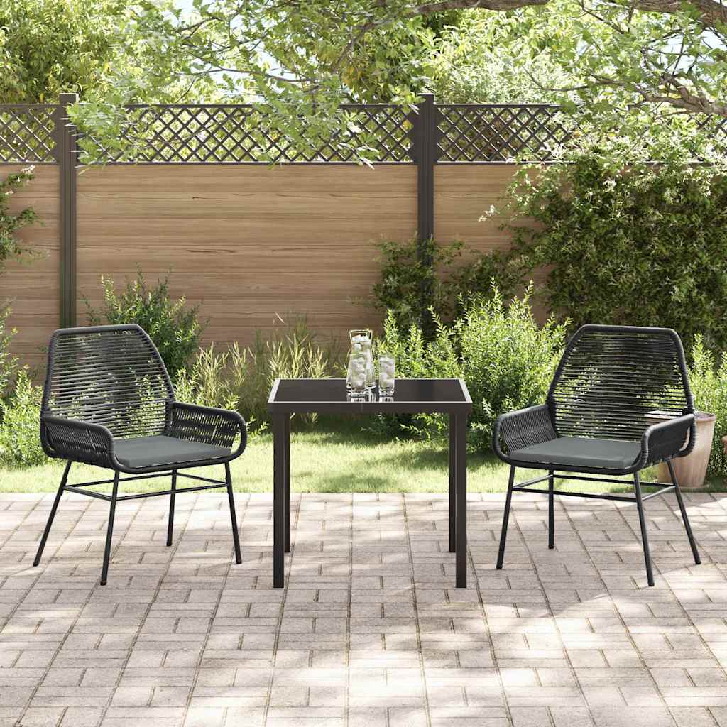 Garten Essgruppe mit Kissen 3 pcs Schwarz Poly-Rattan