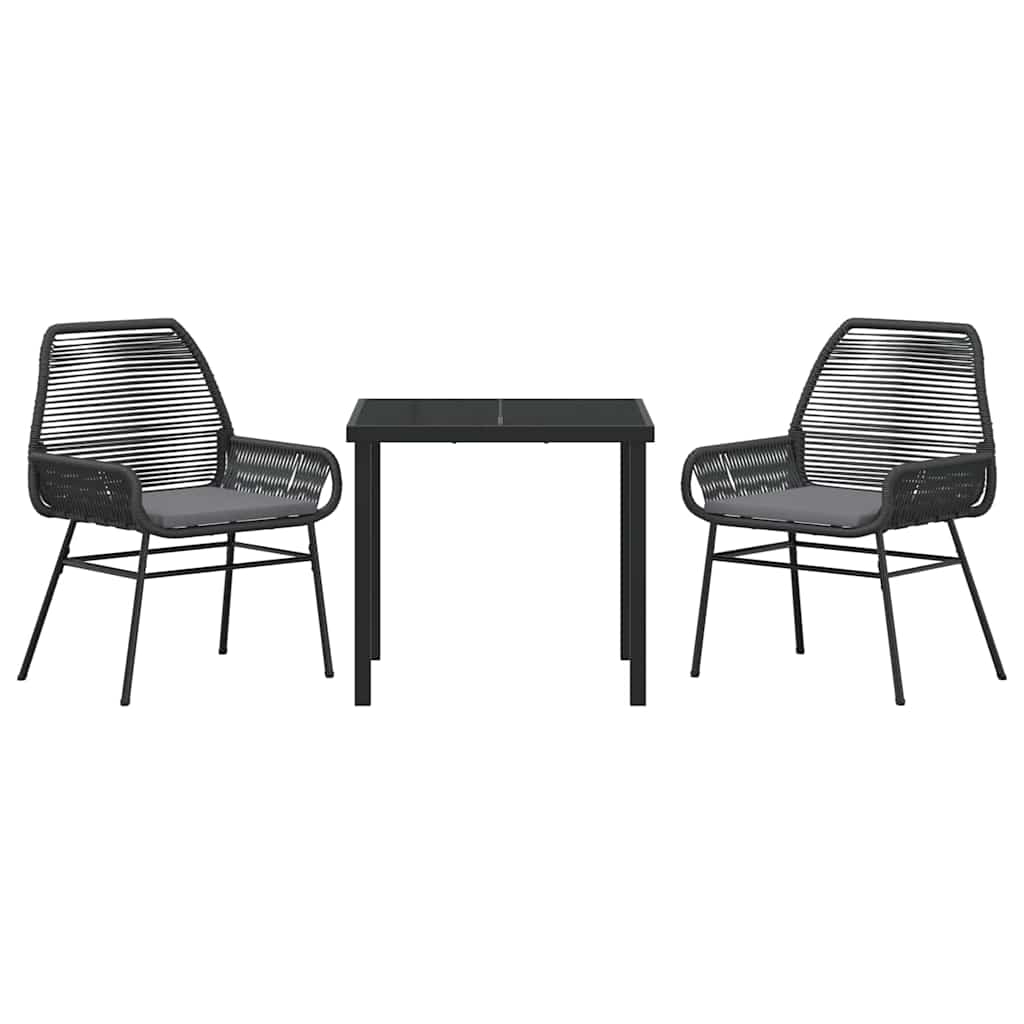 Garten Essgruppe mit Kissen 3 pcs Schwarz Poly-Rattan