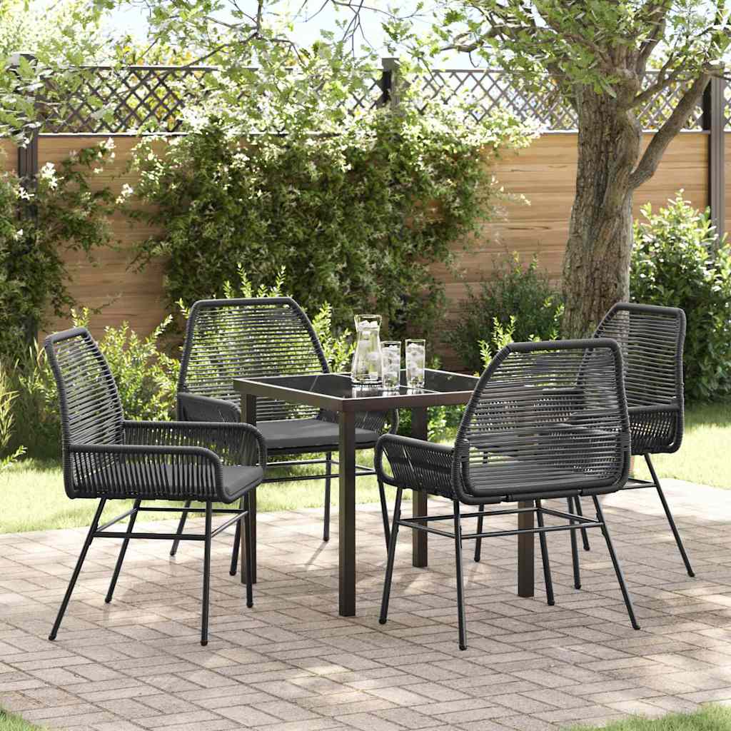 Garten Essgruppe mit Kissen 5 pcs Schwarz Poly-Rattan