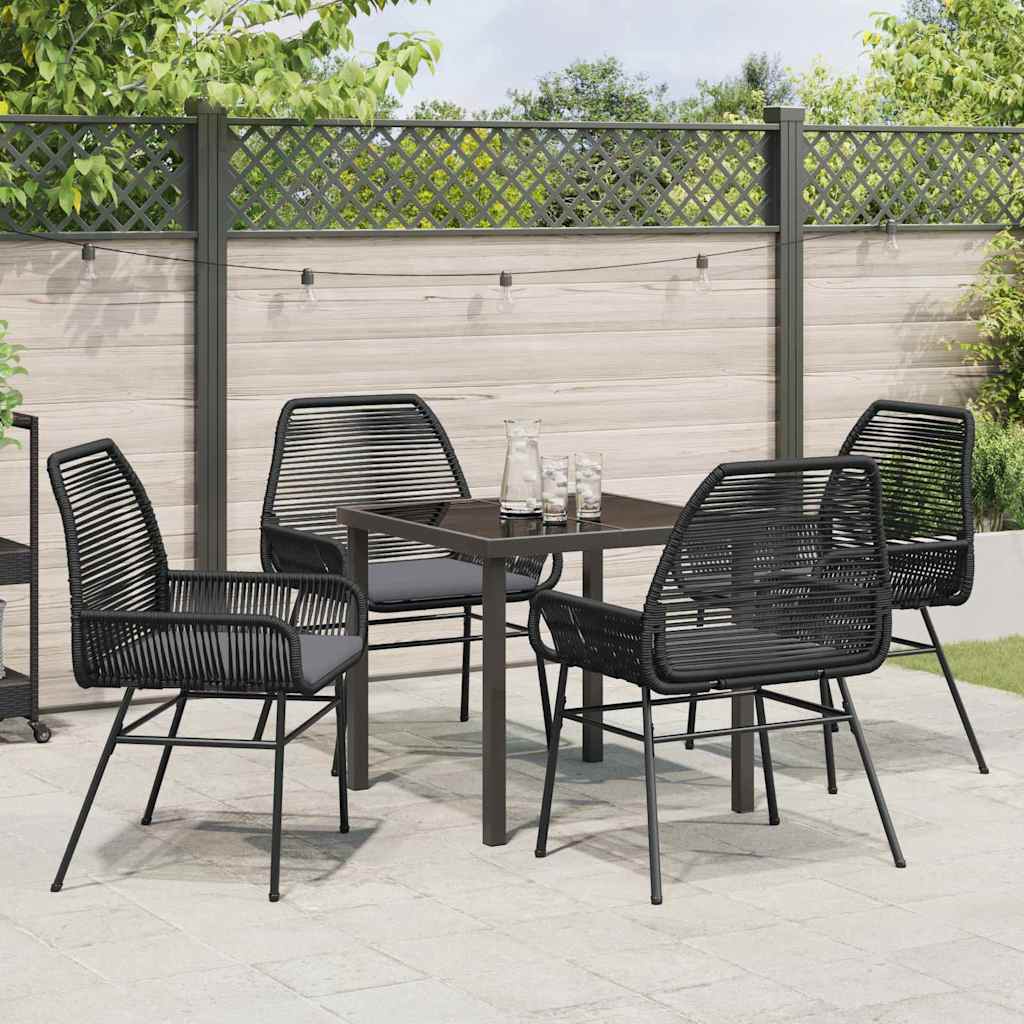 Garten Essgruppe mit Kissen 5 pcs Schwarz Poly-Rattan