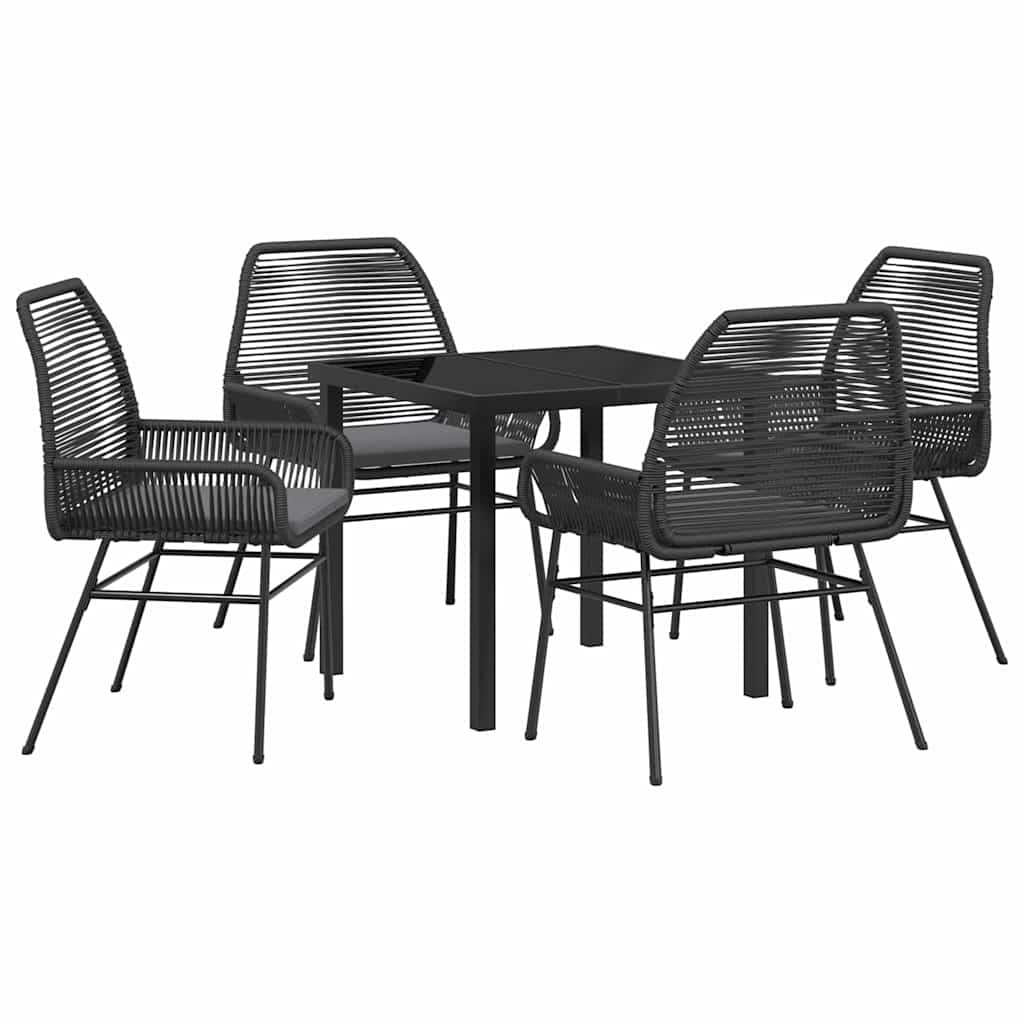 Garten Essgruppe mit Kissen 5 pcs Schwarz Poly-Rattan