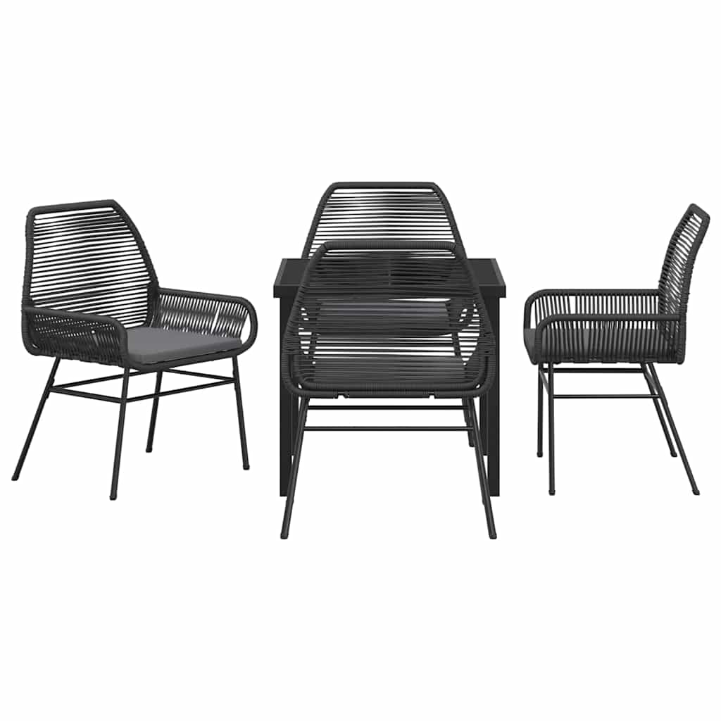Garten Essgruppe mit Kissen 5 pcs Schwarz Poly-Rattan