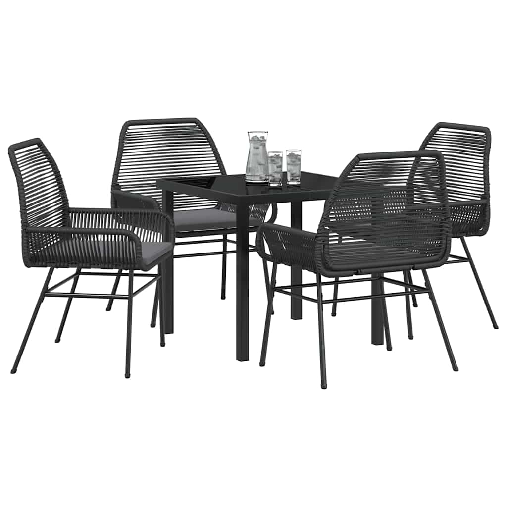 Garten Essgruppe mit Kissen 5 pcs Schwarz Poly-Rattan