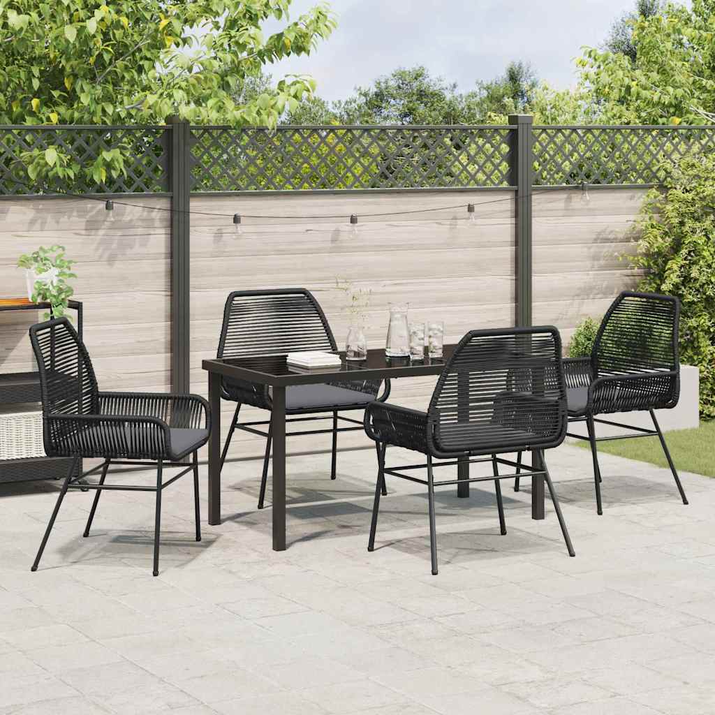 Garten Essgruppe mit Kissen 5 pcs Schwarz Poly-Rattan